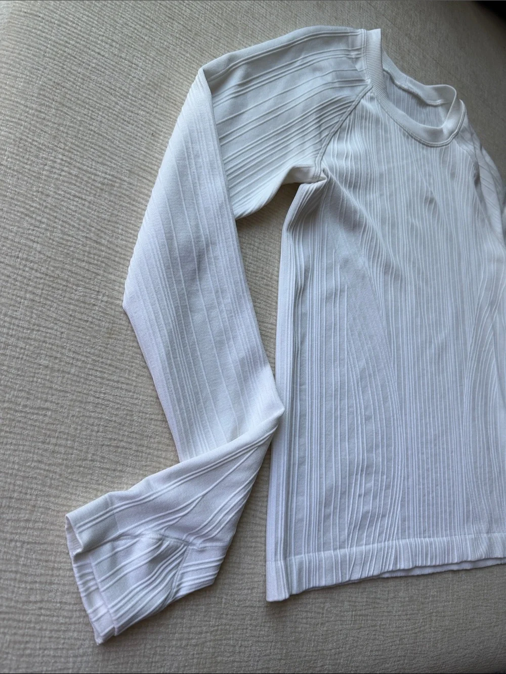 lululemon athletica White Ribbed Long-Sleeve Crewneck Sweater